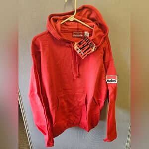 NWT Vintage Marlboro Hoodie Mens L Red Cotton Country Store USA 90s Patch Logo